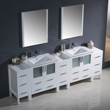 Load image into Gallery viewer, Fresca Torino 96&quot; White Modern Double Sink Bathroom Vanity w/ 3 Side Cabinets &amp; Integrated Sinks- Fresca