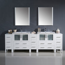 Load image into Gallery viewer, Fresca Torino 96&quot; White Modern Double Sink Bathroom Vanity w/ 3 Side Cabinets &amp; Integrated Sinks- Fresca