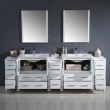 Load image into Gallery viewer, Fresca Torino 96&quot; White Modern Double Sink Bathroom Vanity w/ 3 Side Cabinets &amp; Integrated Sinks- Fresca