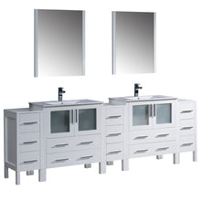 Load image into Gallery viewer, Fresca Torino 96&quot; White Modern Double Sink Bathroom Vanity w/ 3 Side Cabinets &amp; Integrated Sinks- Fresca