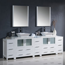 Load image into Gallery viewer, Fresca Torino 96&quot; White Modern Double Sink Bathroom Vanity w/ 3 Side Cabinets &amp; Vessel Sinks- Fresca