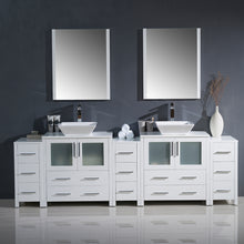 Load image into Gallery viewer, Fresca Torino 96&quot; White Modern Double Sink Bathroom Vanity w/ 3 Side Cabinets &amp; Vessel Sinks- Fresca