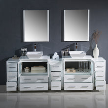 Load image into Gallery viewer, Fresca Torino 96&quot; White Modern Double Sink Bathroom Vanity w/ 3 Side Cabinets &amp; Vessel Sinks- Fresca