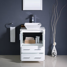 Load image into Gallery viewer, Fresca Torino 24&quot; White Modern Bathroom Vanity w/ Vessel Sink- Fresca