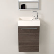 Load image into Gallery viewer, Fresca Pulito 16&quot; Small Gray Oak Modern Bathroom Vanity w/ Tall Mirror- Fresca