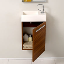 Load image into Gallery viewer, Fresca Pulito 16&quot; Small Teak Modern Bathroom Vanity w/ Tall Mirror- Fresca