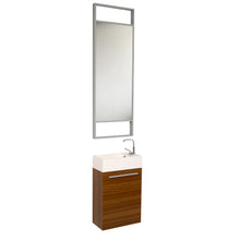 Load image into Gallery viewer, Fresca Pulito 16&quot; Small Teak Modern Bathroom Vanity w/ Tall Mirror- Fresca
