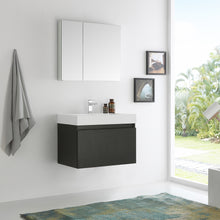 Load image into Gallery viewer, Fresca Mezzo 30&quot; Black Wall Hung Modern Bathroom Vanity w/ Medicine Cabinet- Fresca