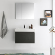 Load image into Gallery viewer, Fresca Mezzo 30&quot; Black Wall Hung Modern Bathroom Vanity w/ Medicine Cabinet- Fresca