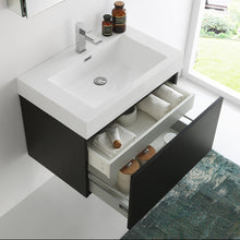 Load image into Gallery viewer, Fresca Mezzo 30&quot; Black Wall Hung Modern Bathroom Vanity w/ Medicine Cabinet- Fresca