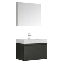 Load image into Gallery viewer, Fresca Mezzo 30&quot; Black Wall Hung Modern Bathroom Vanity w/ Medicine Cabinet- Fresca