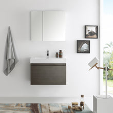 Load image into Gallery viewer, Fresca Mezzo 30&quot; Gray Oak Wall Hung Modern Bathroom Vanity w/ Medicine Cabinet- Fresca
