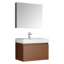 Load image into Gallery viewer, Fresca Mezzo 30&quot; Teak Wall Hung Modern Bathroom Vanity w/ Medicine Cabinet- Fresca