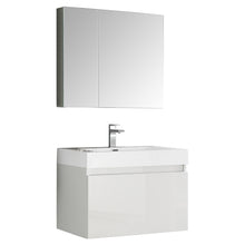 Load image into Gallery viewer, Fresca Mezzo 30&quot; White Wall Hung Modern Bathroom Vanity w/ Medicine Cabinet- Fresca