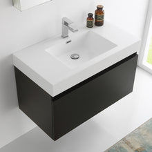 Load image into Gallery viewer, Fresca Mezzo 36&quot; Black Wall Hung Modern Bathroom Vanity w/ Medicine Cabinet- Fresca