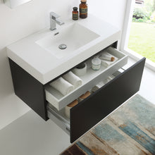 Load image into Gallery viewer, Fresca Mezzo 36&quot; Black Wall Hung Modern Bathroom Vanity w/ Medicine Cabinet- Fresca