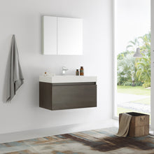 Load image into Gallery viewer, Fresca Mezzo 36&quot; Gray Oak Wall Hung Modern Bathroom Vanity w/ Medicine Cabinet- Fresca