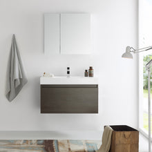 Load image into Gallery viewer, Fresca Mezzo 36&quot; Gray Oak Wall Hung Modern Bathroom Vanity w/ Medicine Cabinet- Fresca