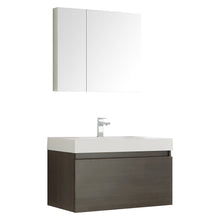 Load image into Gallery viewer, Fresca Mezzo 36&quot; Gray Oak Wall Hung Modern Bathroom Vanity w/ Medicine Cabinet- Fresca