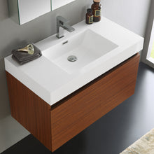 Load image into Gallery viewer, Fresca Mezzo 36&quot; Teak Wall Hung Modern Bathroom Vanity w/ Medicine Cabinet- Fresca