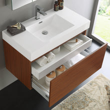 Load image into Gallery viewer, Fresca Mezzo 36&quot; Teak Wall Hung Modern Bathroom Vanity w/ Medicine Cabinet- Fresca