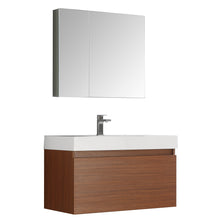 Load image into Gallery viewer, Fresca Mezzo 36&quot; Teak Wall Hung Modern Bathroom Vanity w/ Medicine Cabinet- Fresca