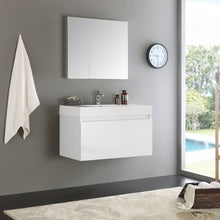 Load image into Gallery viewer, Fresca Mezzo 36&quot; White Wall Hung Modern Bathroom Vanity w/ Medicine Cabinet- Fresca