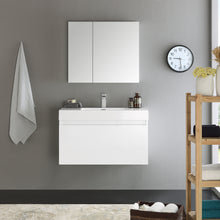 Load image into Gallery viewer, Fresca Mezzo 36&quot; White Wall Hung Modern Bathroom Vanity w/ Medicine Cabinet- Fresca