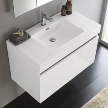 Load image into Gallery viewer, Fresca Mezzo 36&quot; White Wall Hung Modern Bathroom Vanity w/ Medicine Cabinet- Fresca