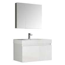 Load image into Gallery viewer, Fresca Mezzo 36&quot; White Wall Hung Modern Bathroom Vanity w/ Medicine Cabinet- Fresca