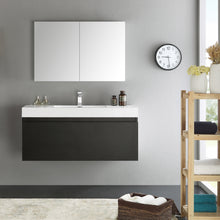 Load image into Gallery viewer, Fresca Mezzo 48&quot; Black Wall Hung Modern Bathroom Vanity w/ Medicine Cabinet- Fresca