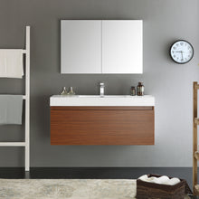 Load image into Gallery viewer, Fresca Mezzo 48&quot; Teak Wall Hung Modern Bathroom Vanity w/ Medicine Cabinet- Fresca