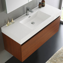 Load image into Gallery viewer, Fresca Mezzo 48&quot; Teak Wall Hung Modern Bathroom Vanity w/ Medicine Cabinet- Fresca