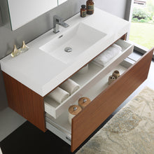 Load image into Gallery viewer, Fresca Mezzo 48&quot; Teak Wall Hung Modern Bathroom Vanity w/ Medicine Cabinet- Fresca