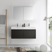 Load image into Gallery viewer, Fresca Mezzo 48&quot; Black Wall Hung Double Sink Modern Bathroom Vanity w/ Medicine Cabinet- Fresca
