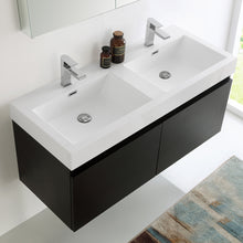 Load image into Gallery viewer, Fresca Mezzo 48&quot; Black Wall Hung Double Sink Modern Bathroom Vanity w/ Medicine Cabinet- Fresca
