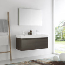 Load image into Gallery viewer, Fresca Mezzo 48&quot; Gray Oak Wall Hung Double Sink Modern Bathroom Vanity w/ Medicine Cabinet- Fresca
