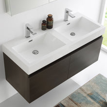 Load image into Gallery viewer, Fresca Mezzo 48&quot; Gray Oak Wall Hung Double Sink Modern Bathroom Vanity w/ Medicine Cabinet- Fresca