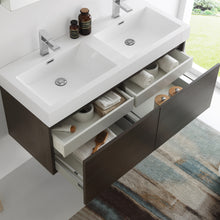 Load image into Gallery viewer, Fresca Mezzo 48&quot; Gray Oak Wall Hung Double Sink Modern Bathroom Vanity w/ Medicine Cabinet- Fresca