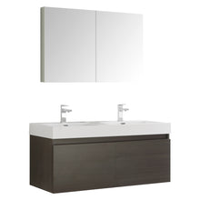 Load image into Gallery viewer, Fresca Mezzo 48&quot; Gray Oak Wall Hung Double Sink Modern Bathroom Vanity w/ Medicine Cabinet- Fresca