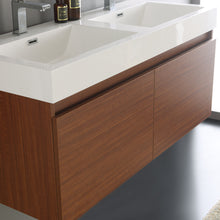 Load image into Gallery viewer, Fresca Mezzo 48&quot; Teak Wall Hung Double Sink Modern Bathroom Vanity w/ Medicine Cabinet- Fresca