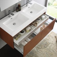 Load image into Gallery viewer, Fresca Mezzo 48&quot; Teak Wall Hung Double Sink Modern Bathroom Vanity w/ Medicine Cabinet- Fresca