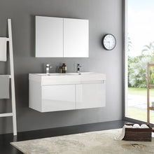 Load image into Gallery viewer, Fresca Mezzo 48&quot; White Wall Hung Double Sink Modern Bathroom Vanity w/ Medicine Cabinet- Fresca