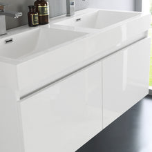 Load image into Gallery viewer, Fresca Mezzo 48&quot; White Wall Hung Double Sink Modern Bathroom Vanity w/ Medicine Cabinet- Fresca