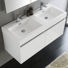 Load image into Gallery viewer, Fresca Mezzo 48&quot; White Wall Hung Double Sink Modern Bathroom Vanity w/ Medicine Cabinet- Fresca