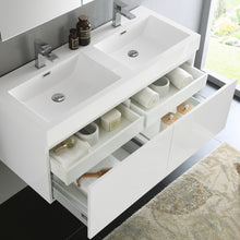 Load image into Gallery viewer, Fresca Mezzo 48&quot; White Wall Hung Double Sink Modern Bathroom Vanity w/ Medicine Cabinet- Fresca