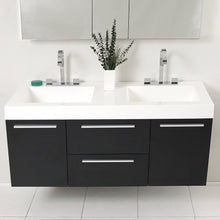 Load image into Gallery viewer, Fresca Opulento 54&quot; Black Modern Double Sink Bathroom Vanity w/ Medicine Cabinet- Fresca