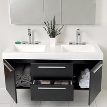 Load image into Gallery viewer, Fresca Opulento 54&quot; Black Modern Double Sink Bathroom Vanity w/ Medicine Cabinet- Fresca