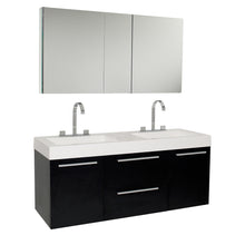 Load image into Gallery viewer, Fresca Opulento 54&quot; Black Modern Double Sink Bathroom Vanity w/ Medicine Cabinet- Fresca