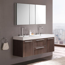 Load image into Gallery viewer, Fresca Opulento 54&quot; Gray Oak Modern Double Sink Bathroom Vanity w/ Medicine Cabinet- Fresca